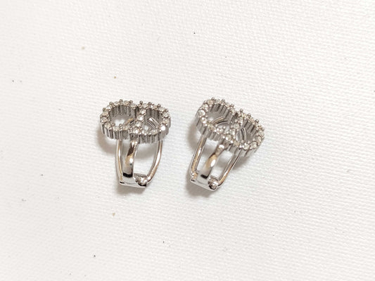 Dior Christian Dior CD Logo Rhinestone Clair D Lune Earrings