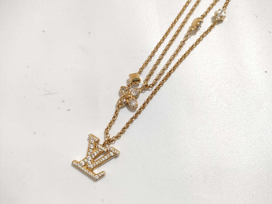 LOUIS VUITTON M01845 Ladies LV Rhinestone Monogram Flower Necklace