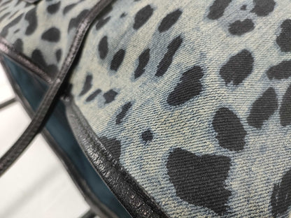 DOLCE&GABBANA Dolce & Gabbana Denim Leopard Print Blue x Black Tote Bag