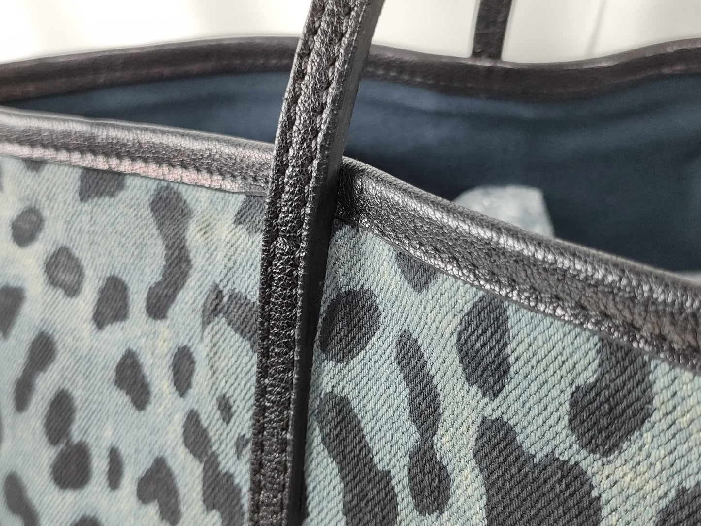 DOLCE&GABBANA Dolce & Gabbana Denim Leopard Print Blue x Black Tote Bag