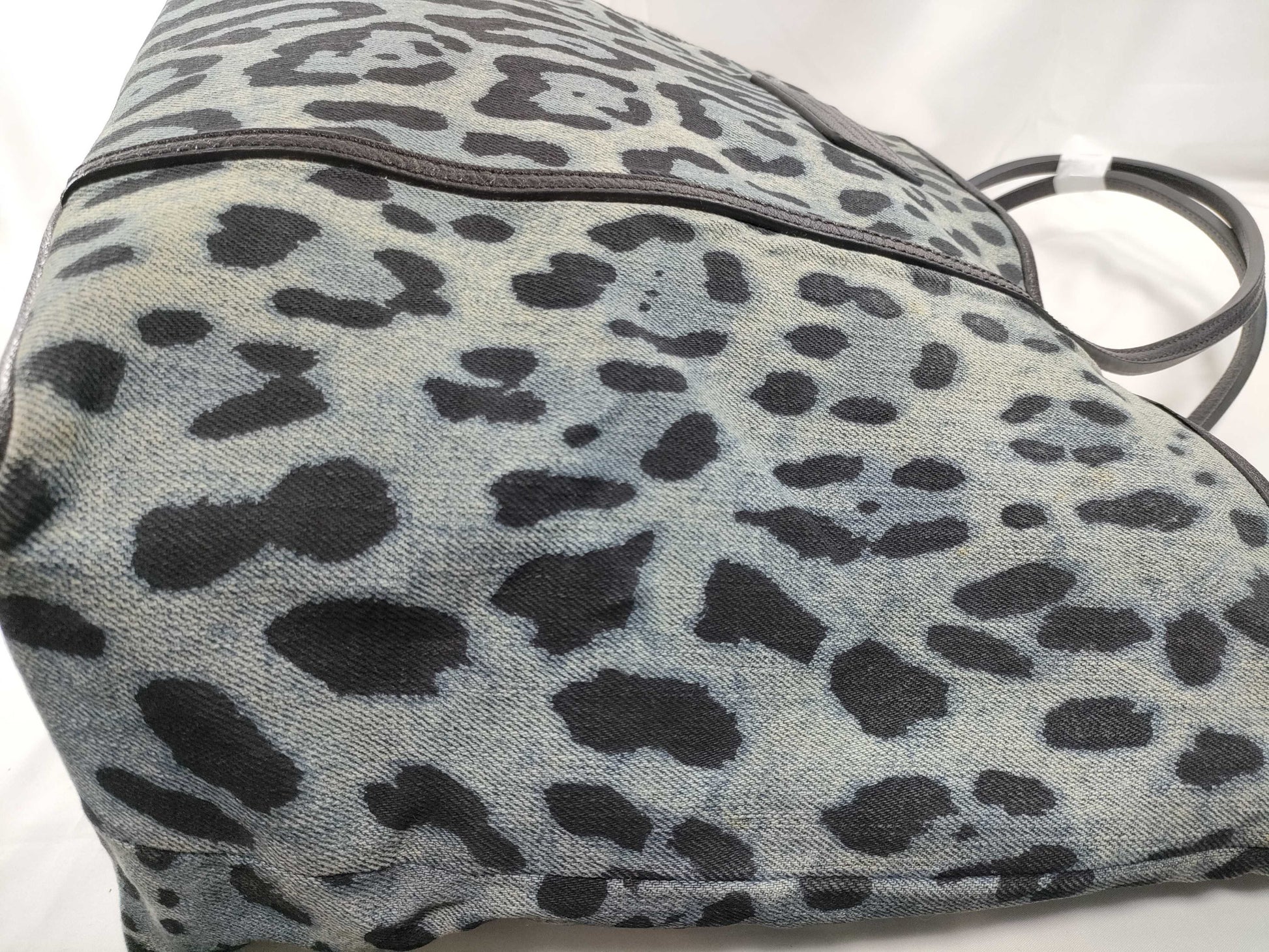 DOLCE&GABBANA Dolce & Gabbana Denim Leopard Print Blue x Black Tote Bag