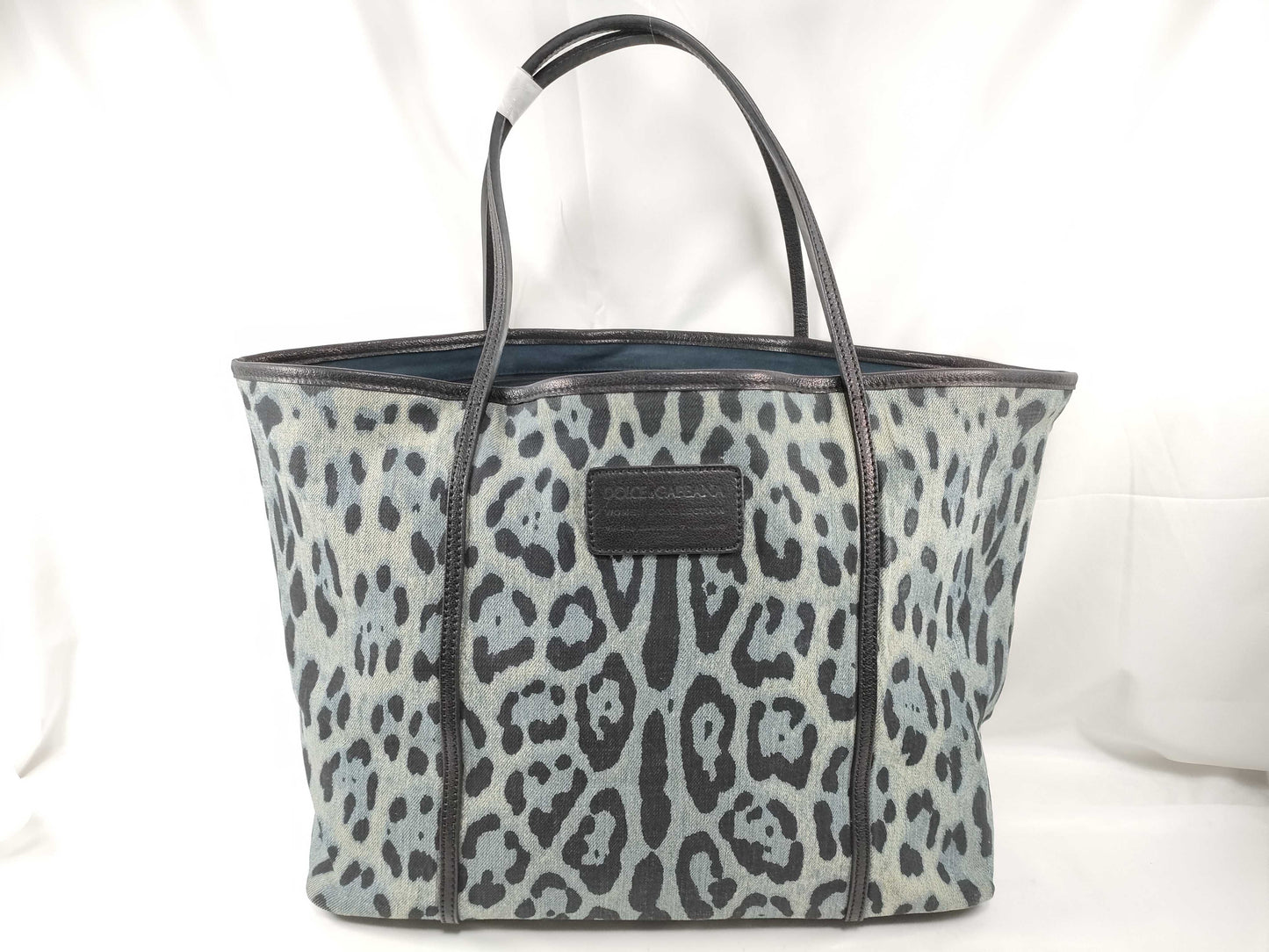 DOLCE&GABBANA Dolce & Gabbana Denim Leopard Print Blue x Black Tote Bag