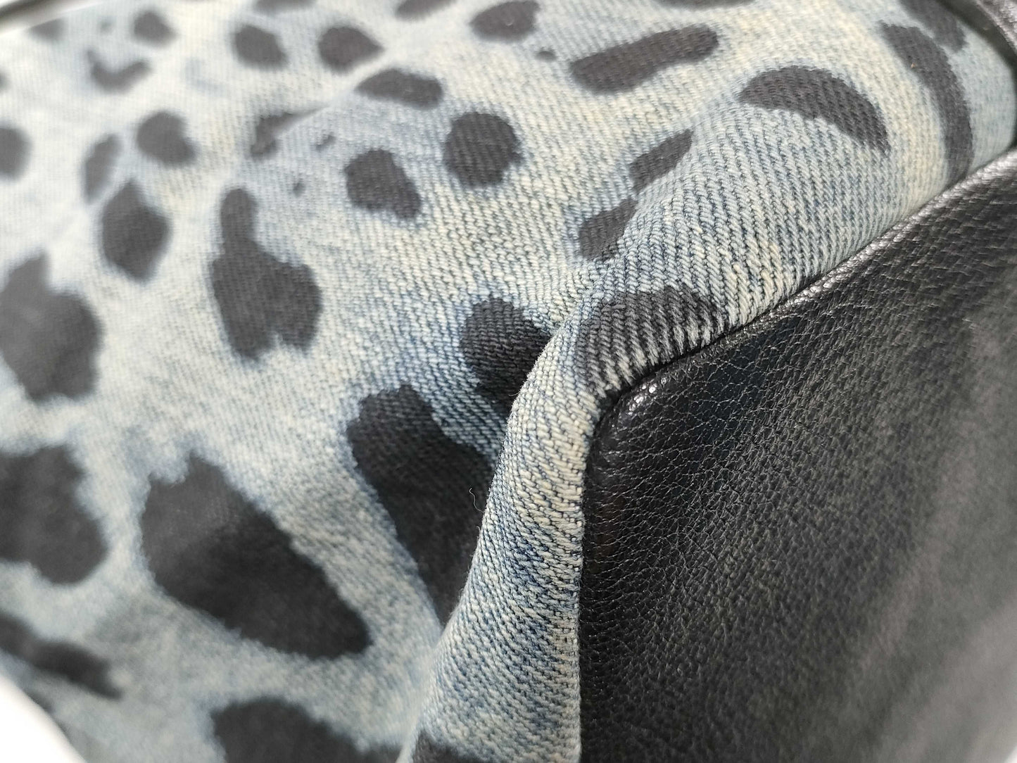 DOLCE&GABBANA Dolce & Gabbana Denim Leopard Print Blue x Black Tote Bag