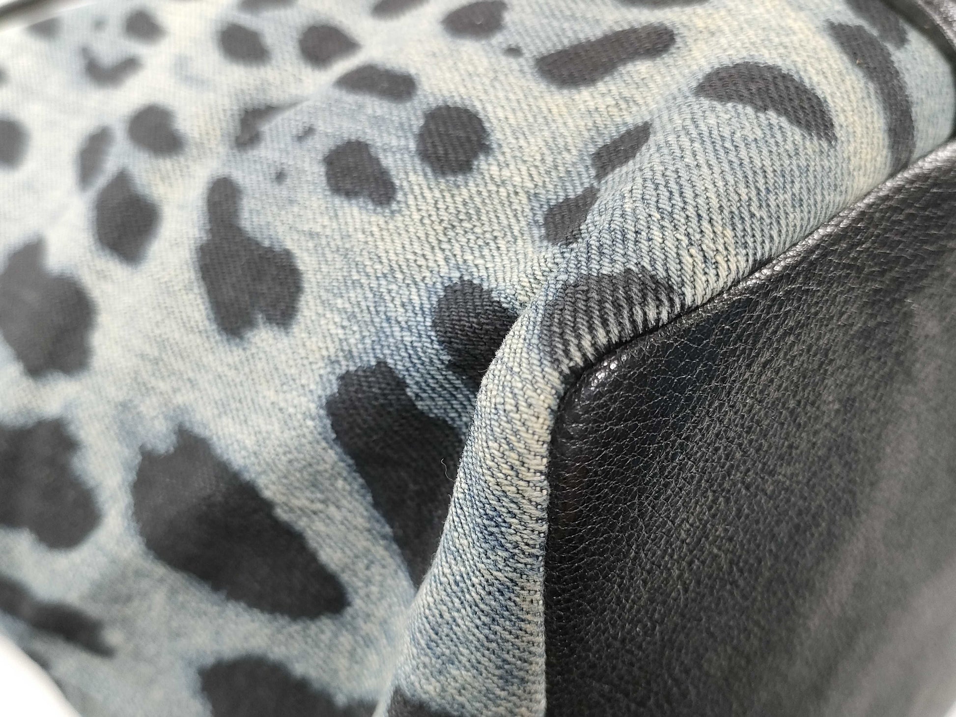 DOLCE&GABBANA Dolce & Gabbana Denim Leopard Print Blue x Black Tote Bag