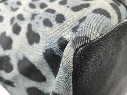 DOLCE&GABBANA Dolce & Gabbana Denim Leopard Print Blue x Black Tote Bag