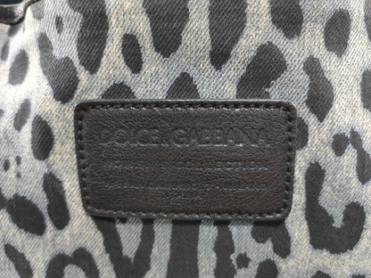 DOLCE&GABBANA Dolce & Gabbana Denim Leopard Print Blue x Black Tote Bag