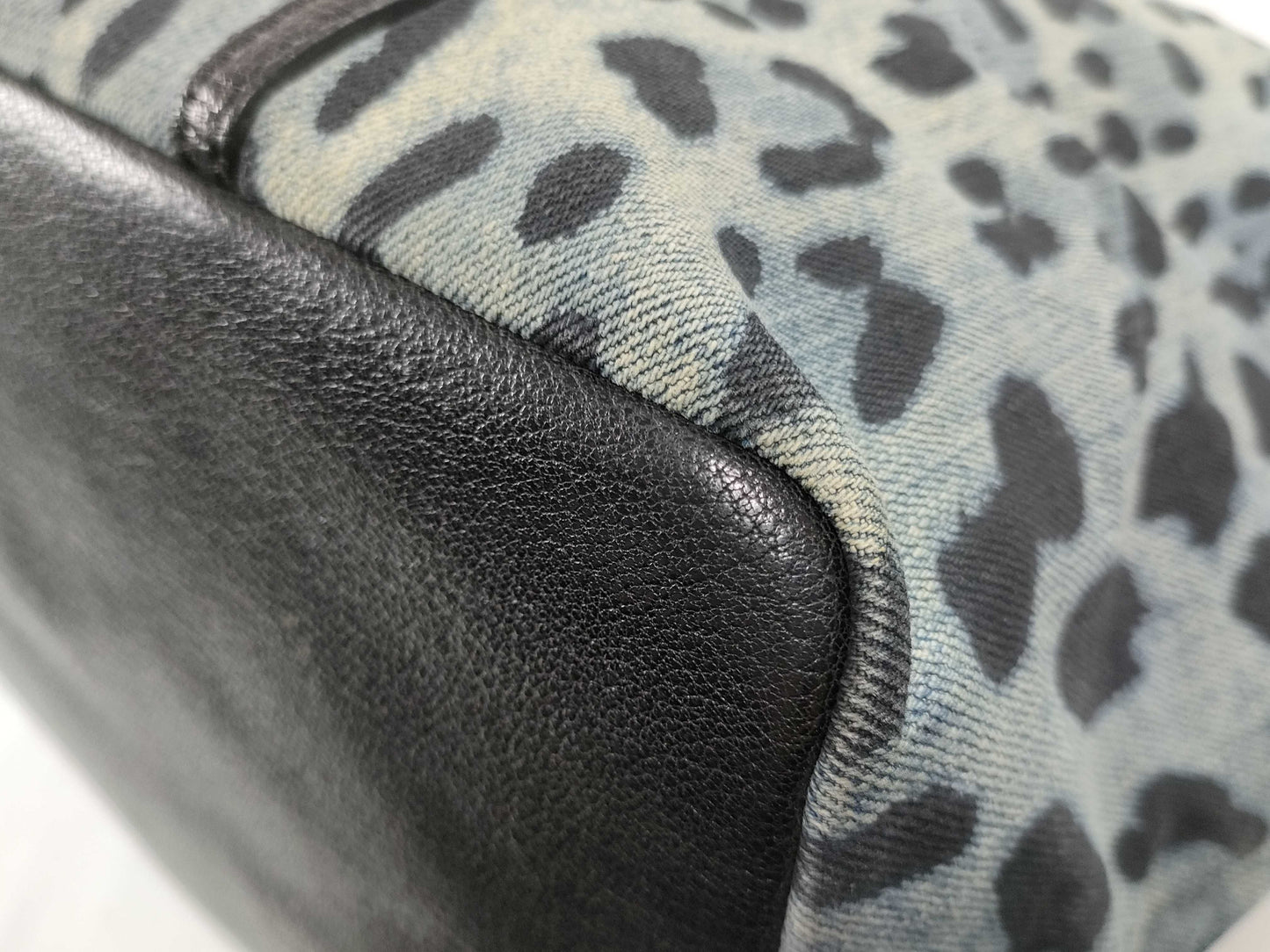 DOLCE&GABBANA Dolce & Gabbana Denim Leopard Print Blue x Black Tote Bag