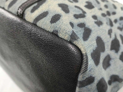 DOLCE&GABBANA Dolce & Gabbana Denim Leopard Print Blue x Black Tote Bag