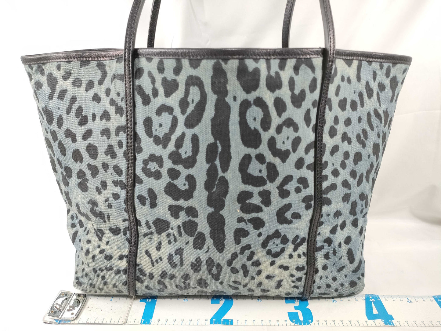 DOLCE&GABBANA Dolce & Gabbana Denim Leopard Print Blue x Black Tote Bag
