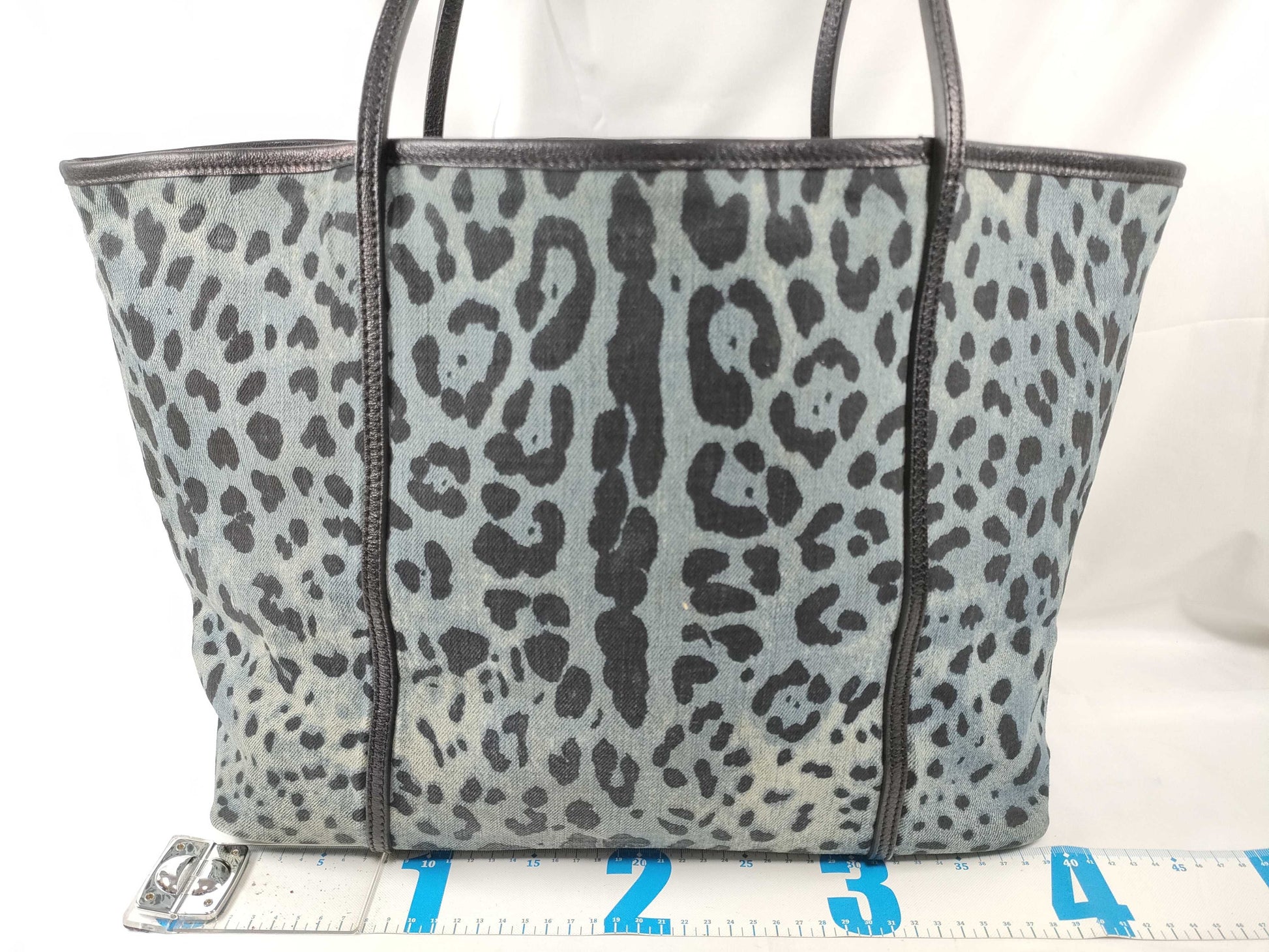 DOLCE&GABBANA Dolce & Gabbana Denim Leopard Print Blue x Black Tote Bag