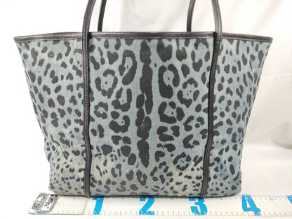 DOLCE&GABBANA Dolce & Gabbana Denim Leopard Print Blue x Black Tote Bag