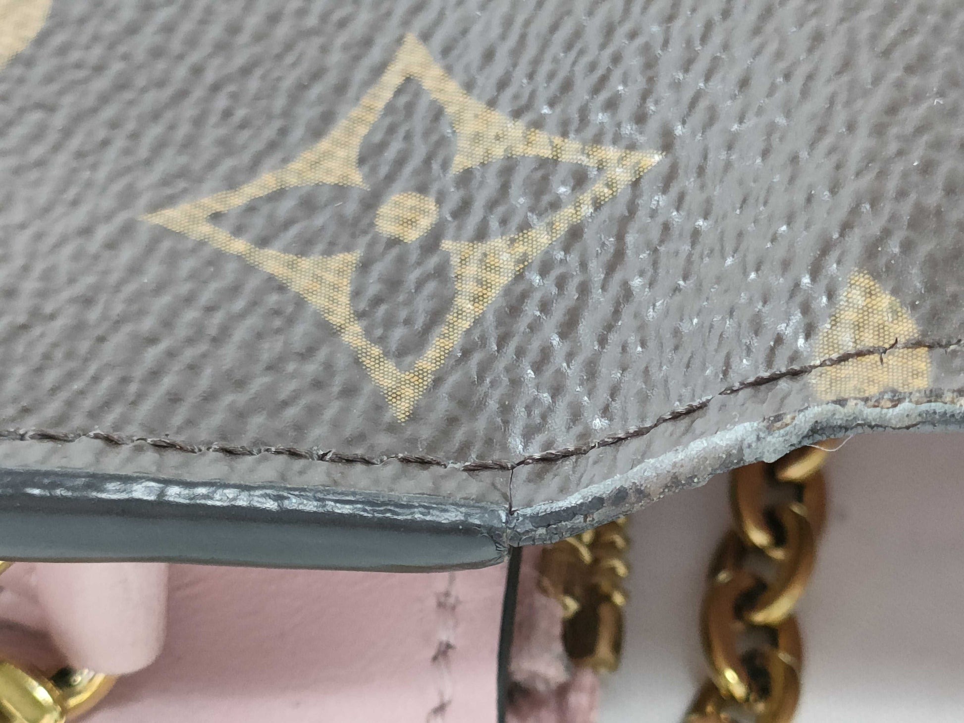 LOUIS VUITTON RFID Verified S N 4199 Monogram Louis Vuitton Monogram Portefeuille Flore Chain Rose Ballerine Shoulder Bag
