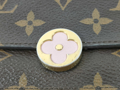 LOUIS VUITTON RFID Verified S N 4199 Monogram Louis Vuitton Monogram Portefeuille Flore Chain Rose Ballerine Shoulder Bag