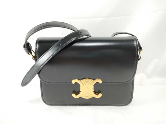 CELINE Teen Triomphe Small Shoulder Bag, Black