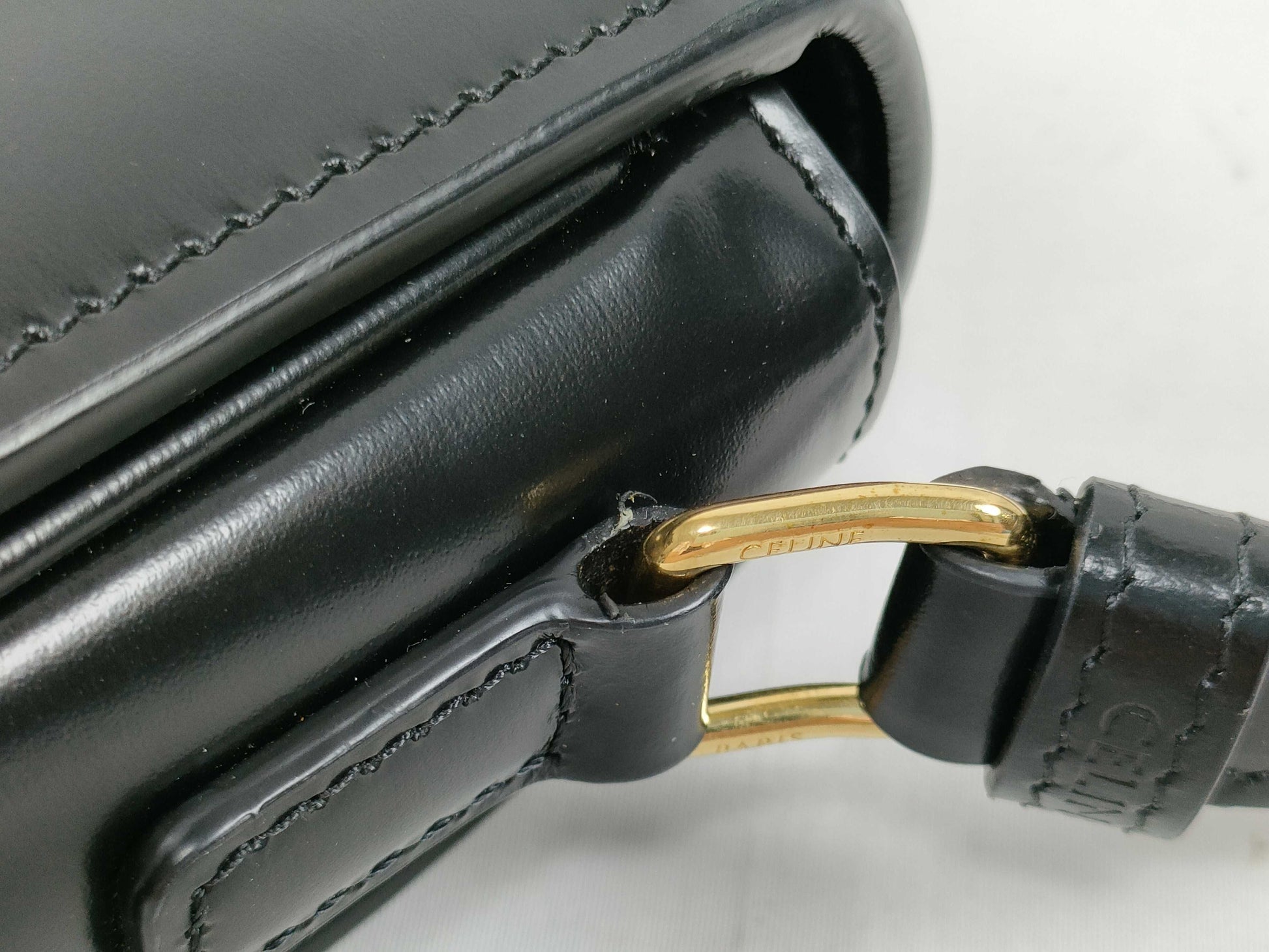 CELINE Teen Triomphe Small Shoulder Bag, Black