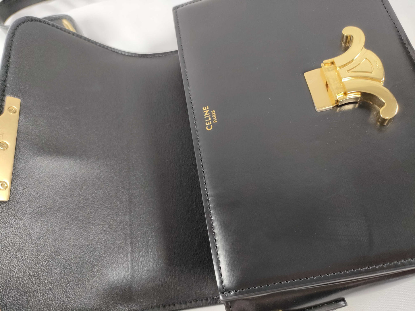 CELINE Teen Triomphe Small Shoulder Bag, Black