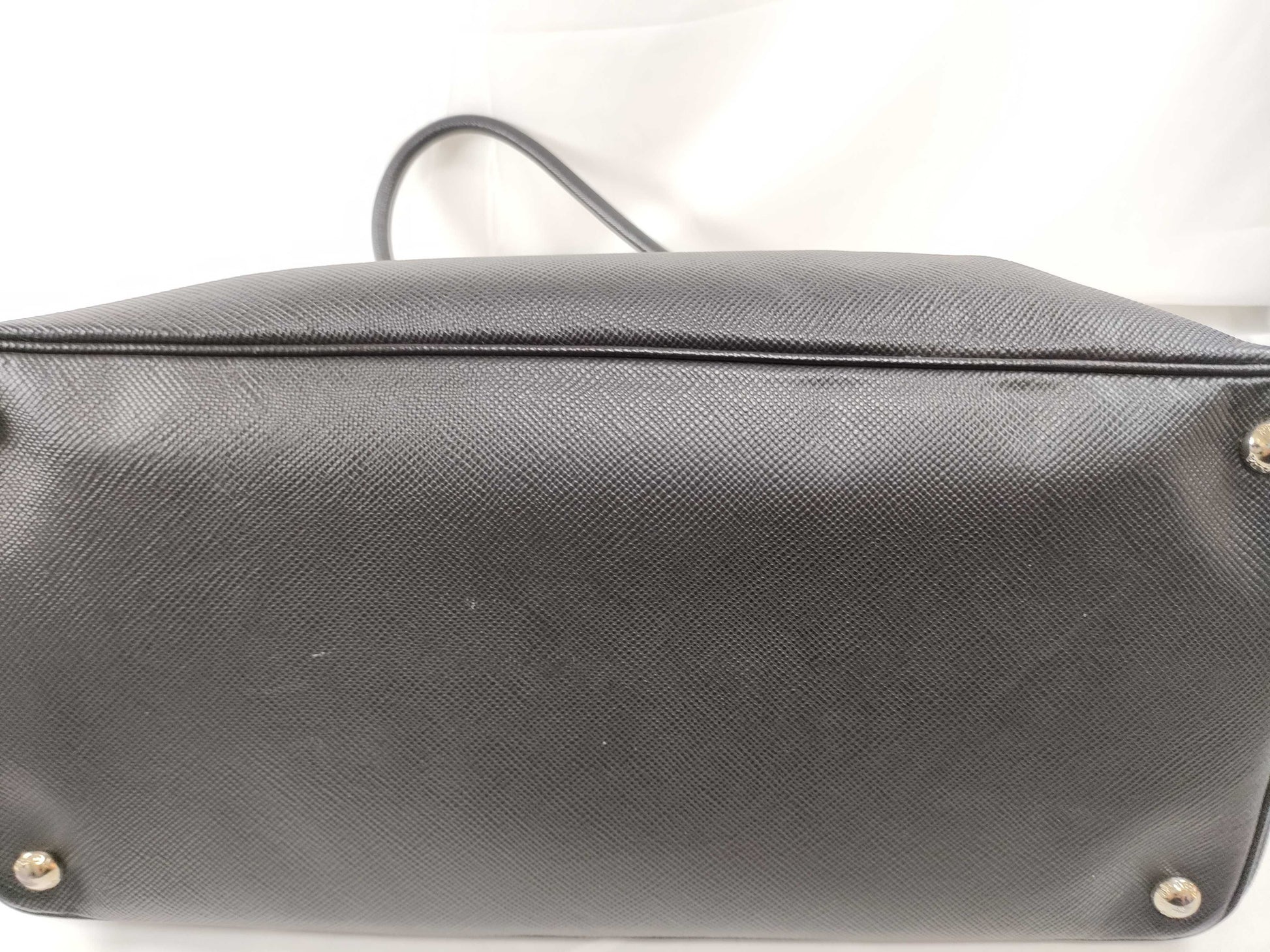 PRADA Prada Saffiano Cuir Handbag with Silver Hardware, Black