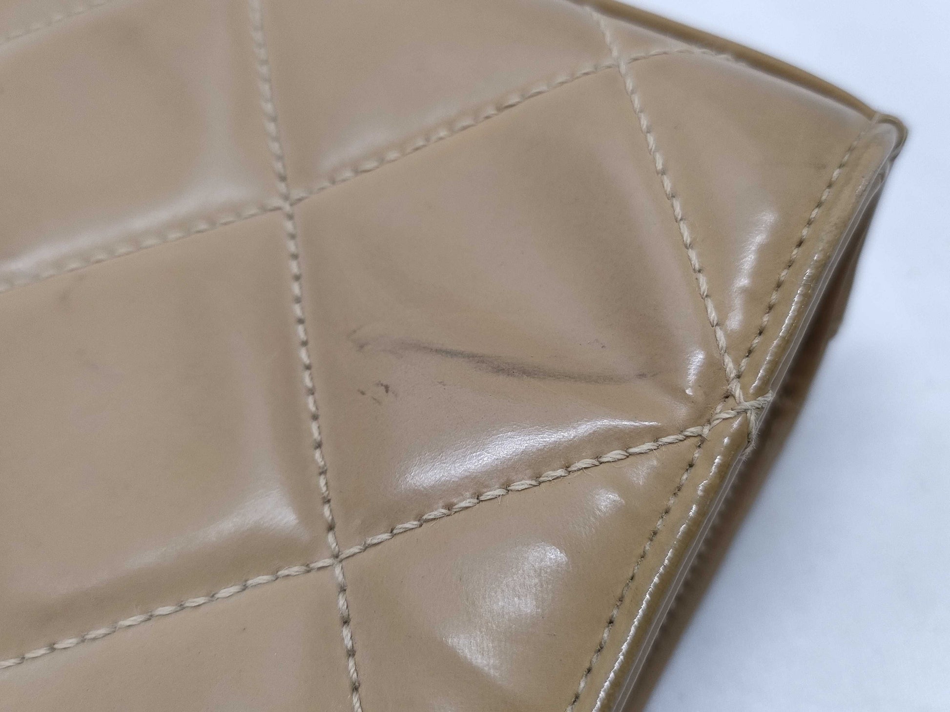 CHANEL Patent Beige Business Bag