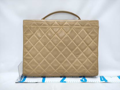 CHANEL Patent Beige Business Bag