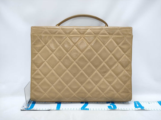 CHANEL Patent Beige Business Bag