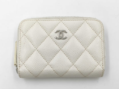 CHANEL Coco Mark Caviar Skin Coin Case Card Case Wallet Sticker Wallet