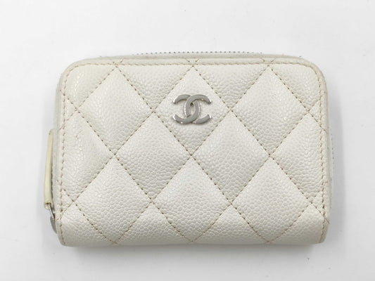 CHANEL Coco Mark Caviar Skin Coin Case Card Case Wallet Sticker Wallet