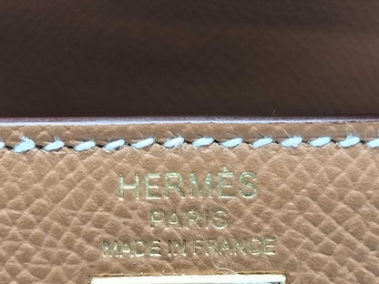 HERMES Kelly 25 Shoulder Bag with Gold Hardware and External Stitching, Brown