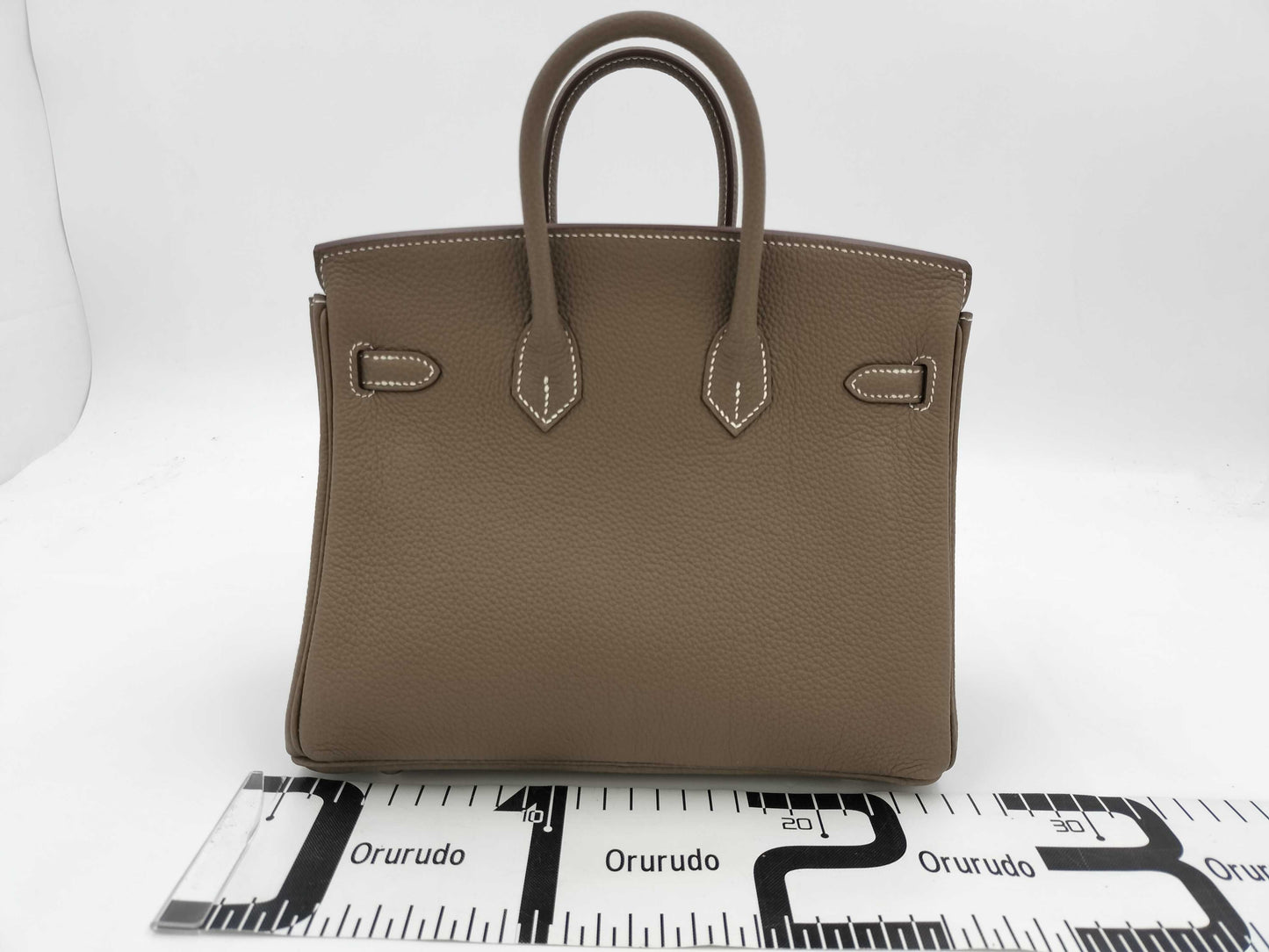 HERMES Birkin 25 Togo Etoupe Silver Hardware K Stamp Handbag