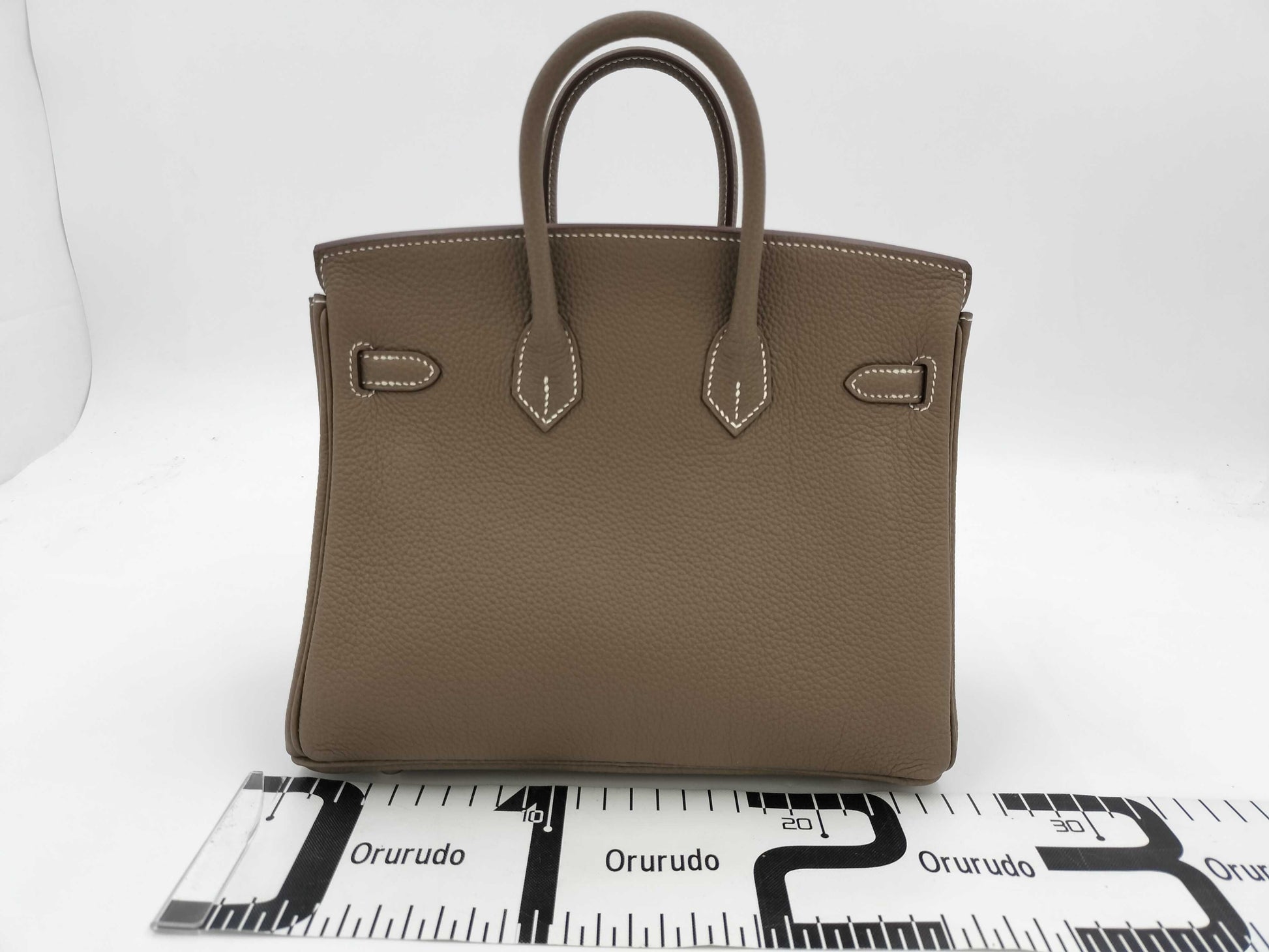 HERMES Birkin 25 Togo Etoupe Silver Hardware K Stamp Handbag