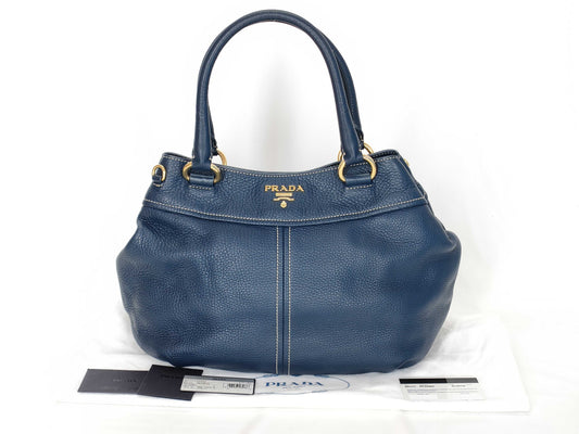 PRADA Vitello Navy Handbag