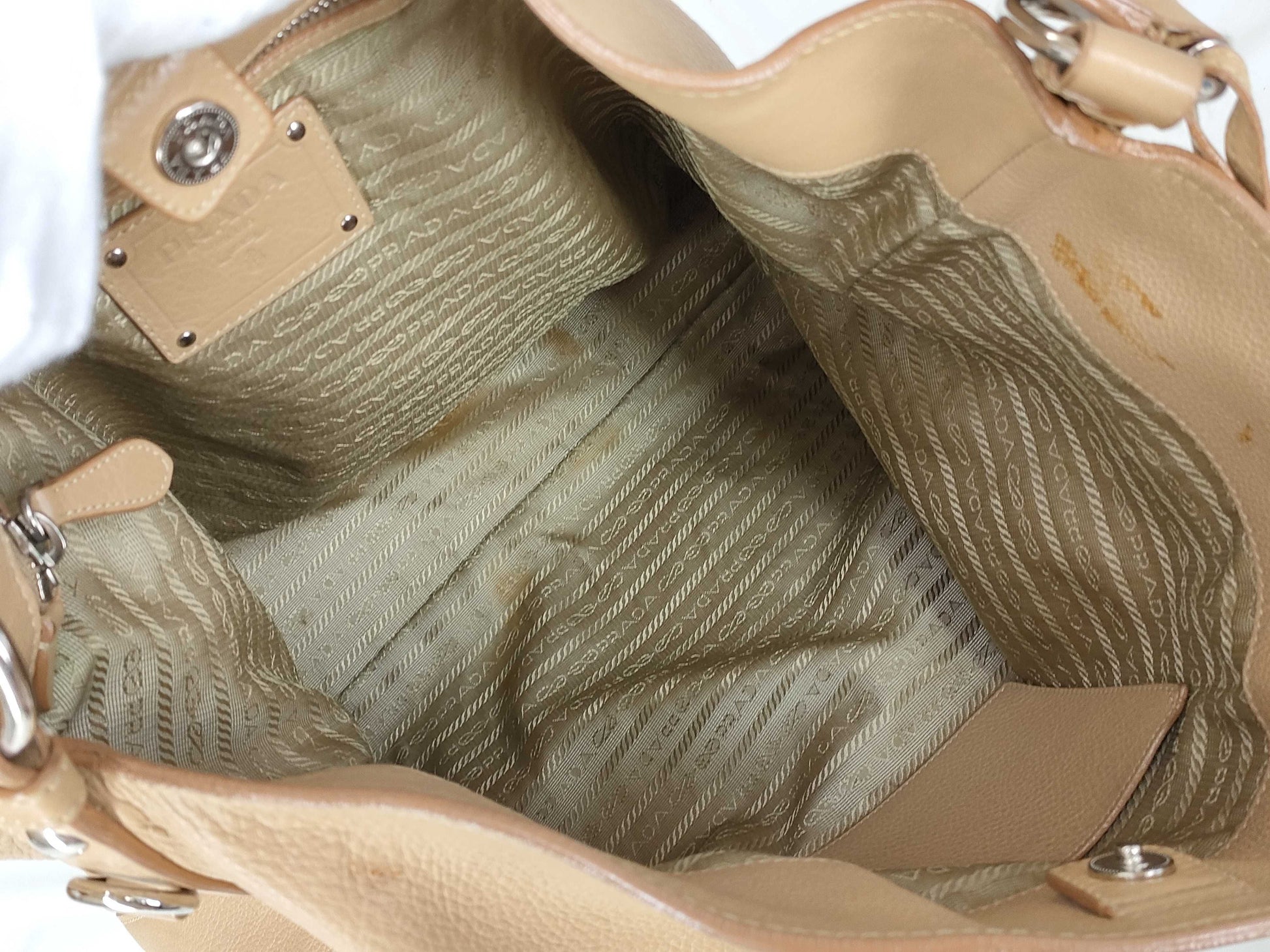 PRADA Vitello One-Shoulder Beige Shoulder Bag