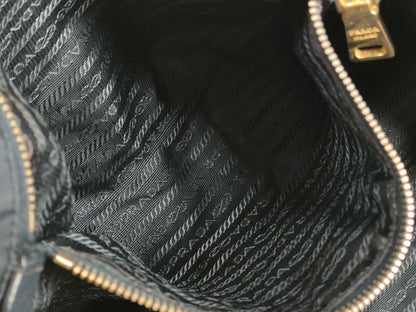 PRADA Nylon Prada Saffiano Combination Tote Bag Navy