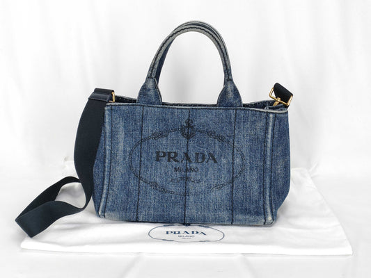 PRADA Prada Denim Canapa 2-way Tote Bag
