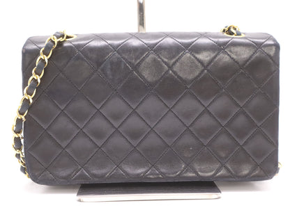 CHANEL Matelasse 23 Shoulder Bag with Full Flap, S-Chain, Turn Lock, GD Hardware, Black, Seal Marks, Card Number 1395084