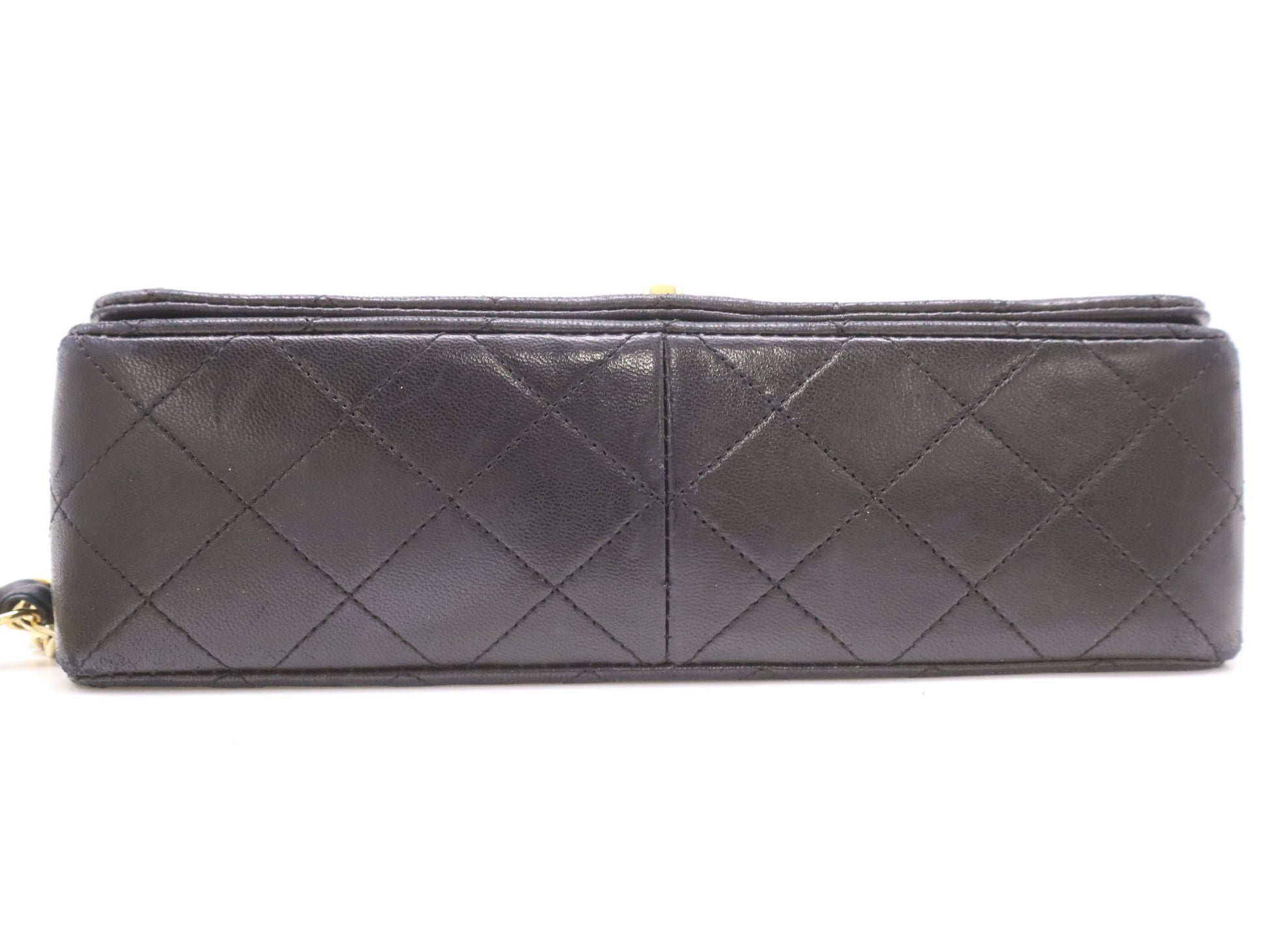 CHANEL Matelasse 23 Shoulder Bag with Full Flap, S-Chain, Turn Lock, GD Hardware, Black, Seal Marks, Card Number 1395084