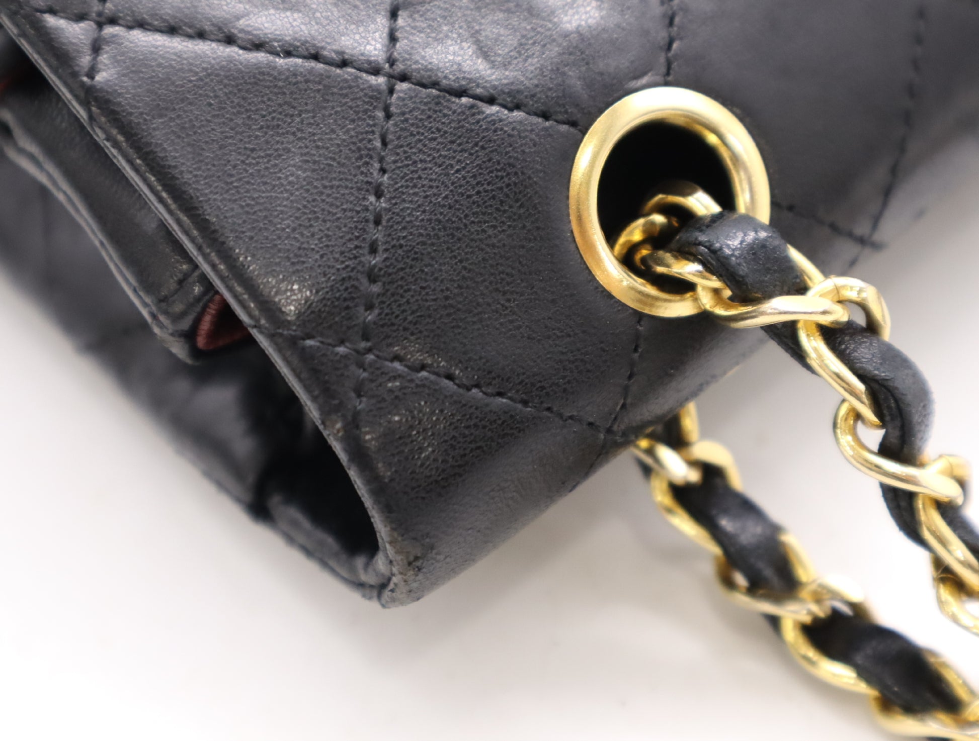 CHANEL Lambskin Matelasse 25 Shoulder Bag with Double Flap, Double Chain, Turn Lock, Gold Hardware, Black Seal, 0629131