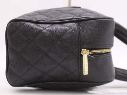 CHANEL A20997 Caviar Leather Bowling Bag with GD Hardware and Black Seal 10208571 Handbag