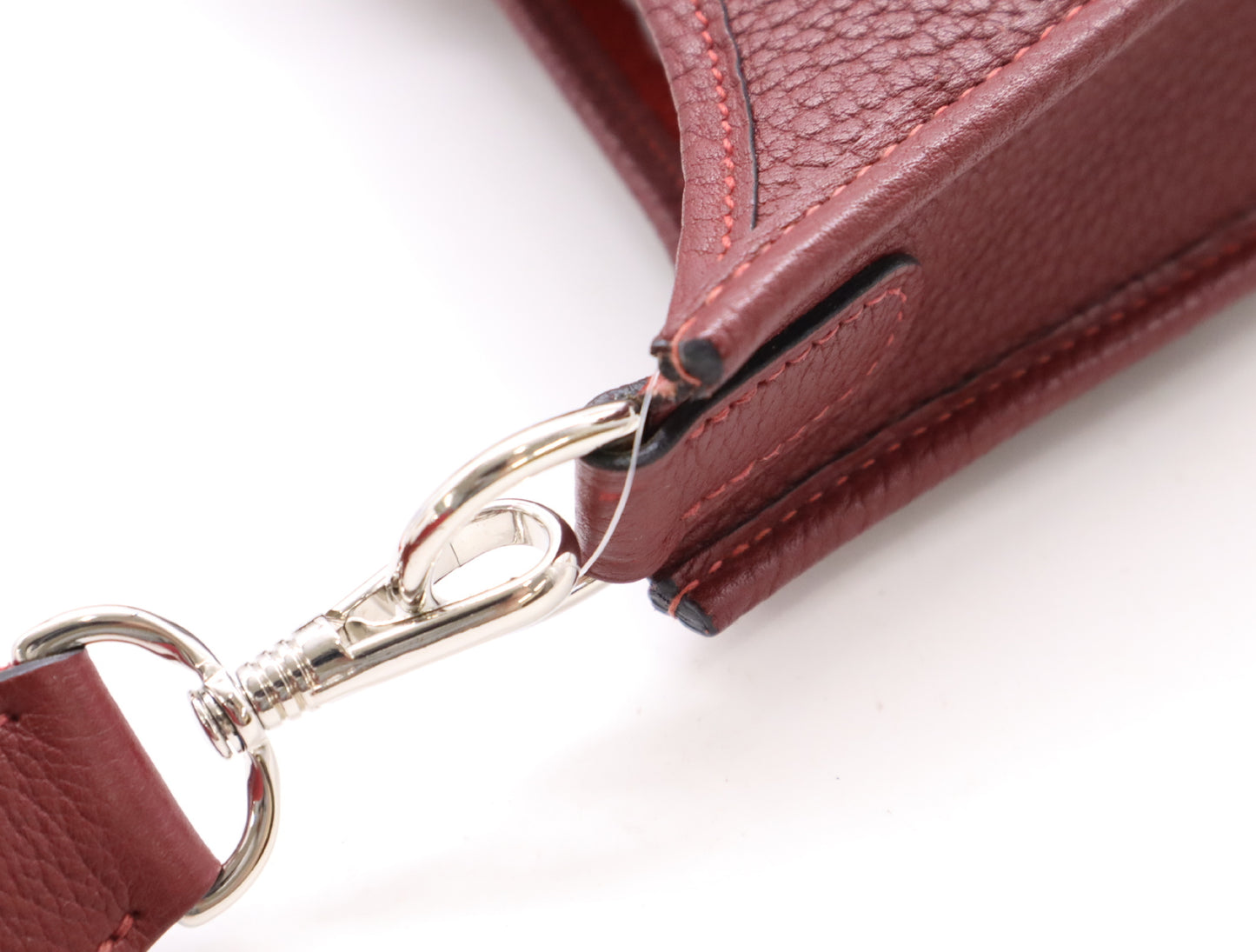 HERMES Evelyne 1PM Bordeaux Shoulder Bag with Silver Hardware, D Stamped, Year 2000, Box and Dust Bag Included