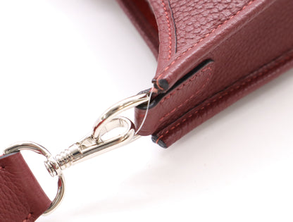 HERMES Evelyne 1PM Bordeaux Shoulder Bag with Silver Hardware, D Stamped, Year 2000, Box and Dust Bag Included