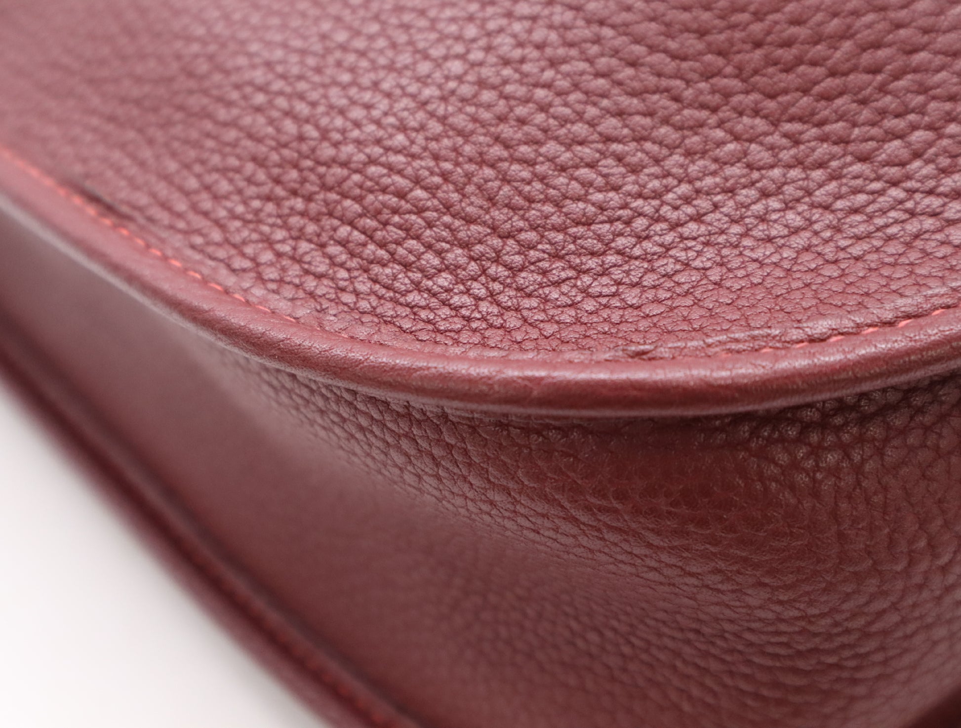 HERMES Evelyne 1PM Bordeaux Shoulder Bag with Silver Hardware, D Stamped, Year 2000, Box and Dust Bag Included