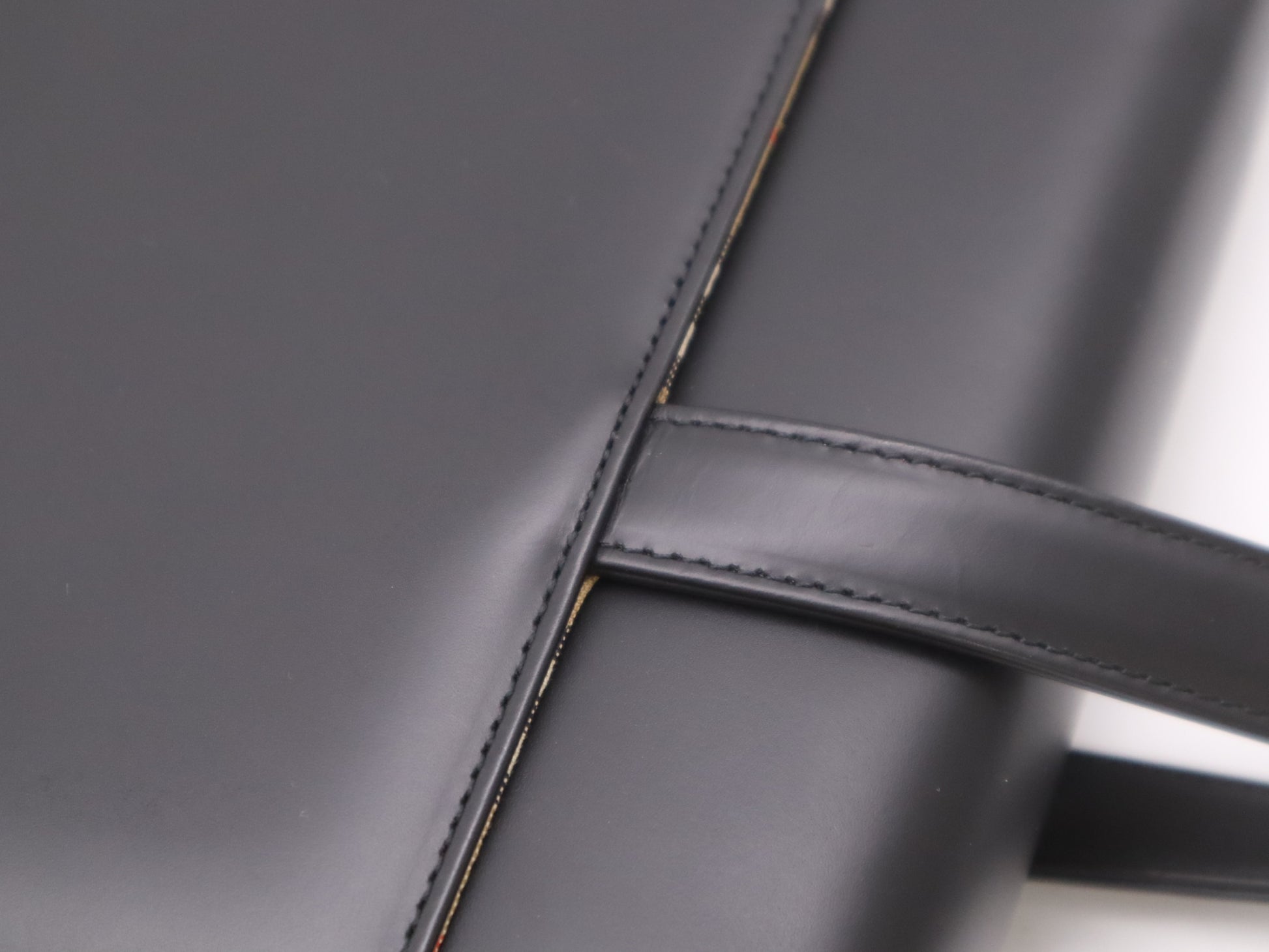 BURBERRY Canvas x Leather Nova Check Tote Bag Black Tote Bag