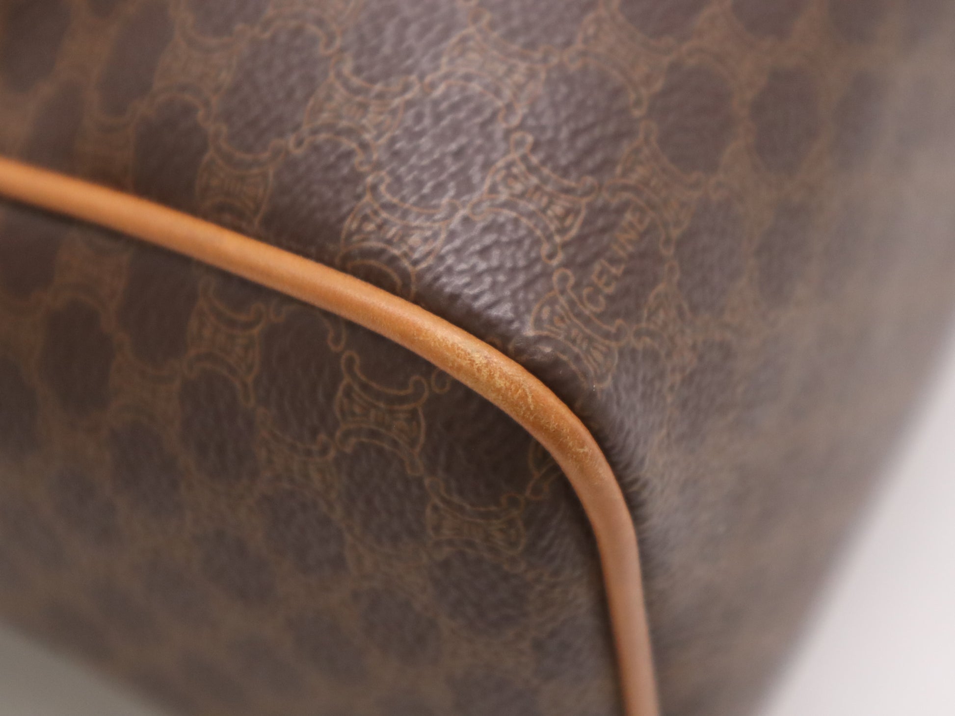 CELINE PVC and Leather Macadam Handbag with Triomphe Logo, Brown