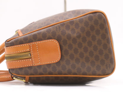 CELINE PVC and Leather Macadam Handbag with Triomphe Logo, Brown