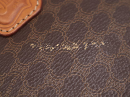 CELINE PVC and Leather Macadam Handbag with Triomphe Logo, Brown