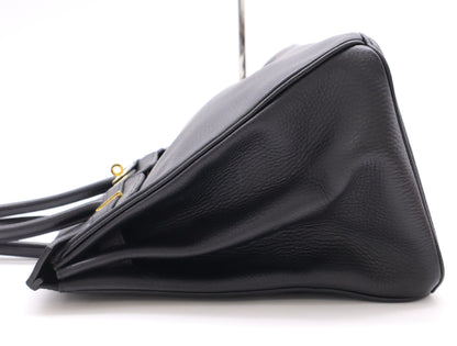 HERMES Taurillon Clemence B Stamped Birkin 35 Black Handbag with Dust Bag