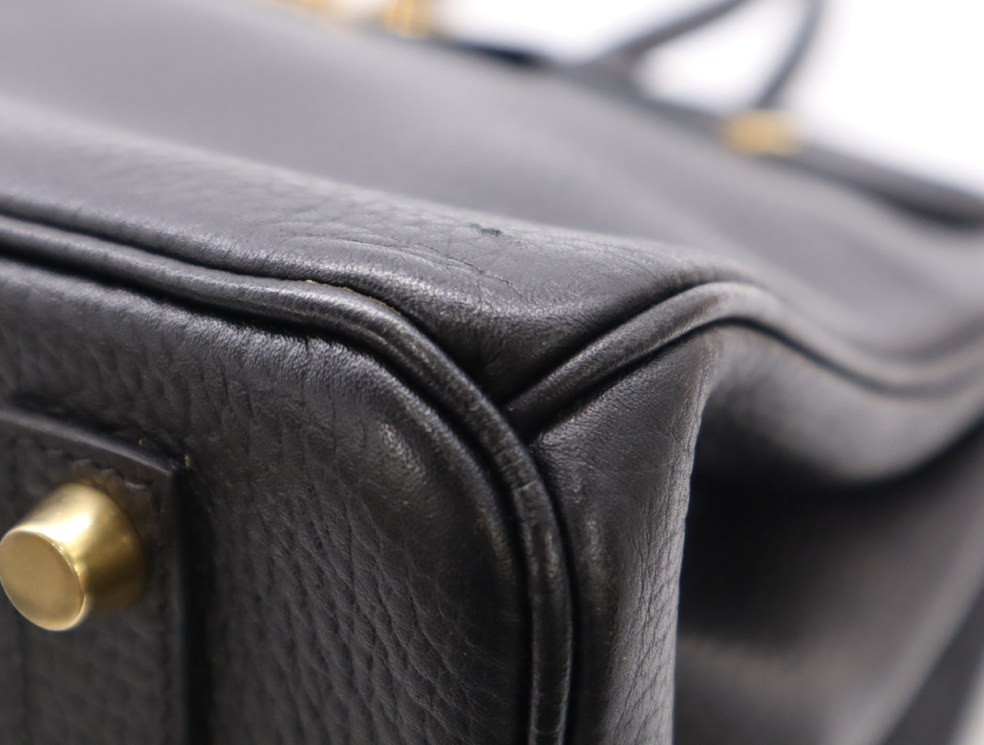 HERMES Taurillon Clemence B Stamped Birkin 35 Black Handbag with Dust Bag