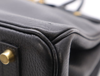 HERMES Taurillon Clemence B Stamped Birkin 35 Black Handbag with Dust Bag