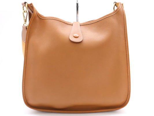 HERMES Epson XX engraved Evelyn GM gold shoulder bag