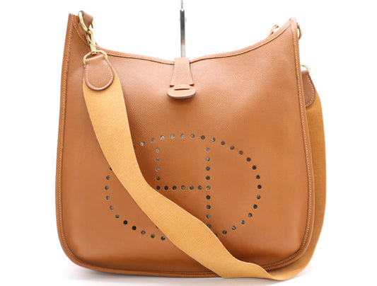 HERMES Epson XX engraved Evelyn GM gold shoulder bag