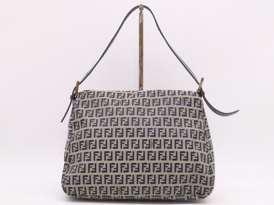 FENDI Canvas and Leather Zucchino Mamma Bucket Shoulder Bag, Gray